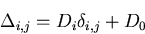 \begin{displaymath}\Delta_{i,j} = D_i \delta_{i,j} + D_0
\end{displaymath}